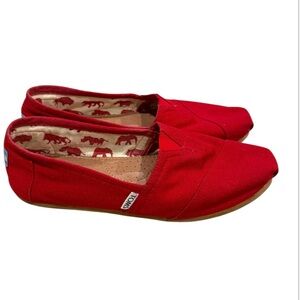 TOMS Vibrant Red Canvas Slip-Ons